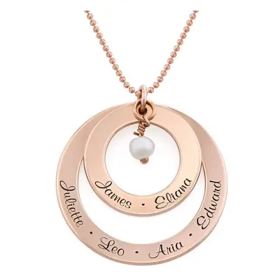 Grandma Necklace with Egravings and Birthstone in 18ct Rose Gold Plating