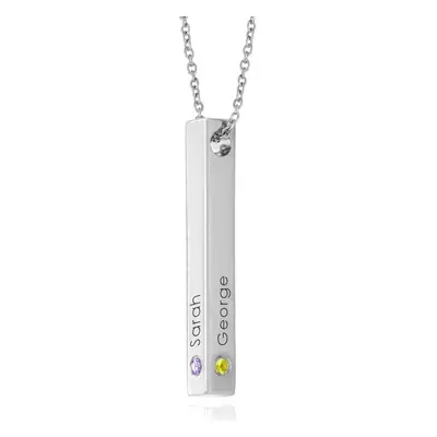 Totem 3D Bar Necklace with Birthstones in Sterling Silver