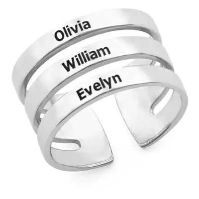 Three Name Ring in Sterling Silver