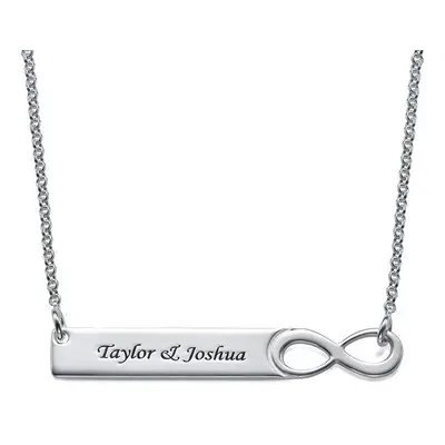 Infinity Bar Necklace with Engraving - Sterling Silver