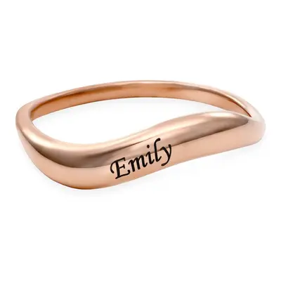 Stackable Wavy Name Ring in 18ct Rose Gold Plating