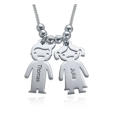 Mother’s Necklace with Children Charms in Premium Silver