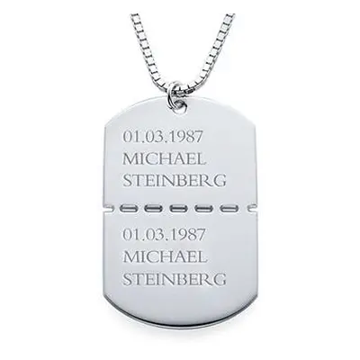 Personalised Dog Tag Necklace for Men in Sterling Silver