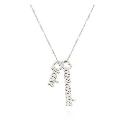 Heart Drop Vertical Name Necklace in Sterling Silver