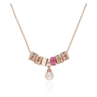 Linda Charm Necklace with Pearl in 18ct Rose Gold Plating