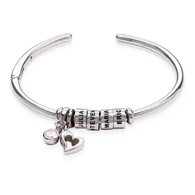 Linda Open Bangle Bracelet with Sterling Silver Beads