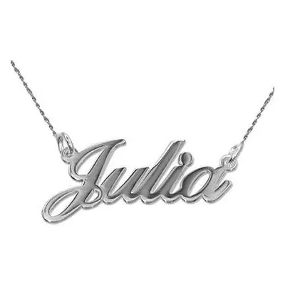 Classic Cocktail Name Necklace with Cable Chain in 14ct Solid White Gold