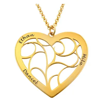 Heart Family Tree Necklace in 18ct Gold Plating