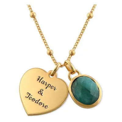 Heart Necklace in Gold Plating with Semi-Precious Gemstone