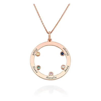 The Family Circle Necklace with Birthstones in Rose Gold Plating