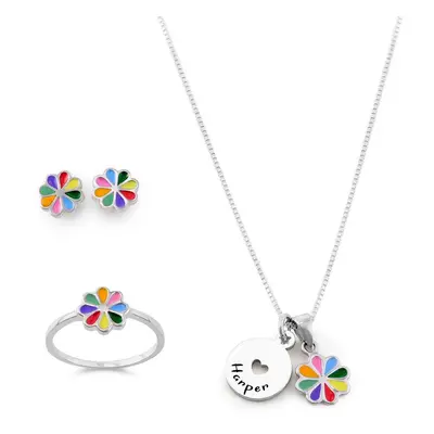 Flower Jewellery Set for Girls in Sterling Silver