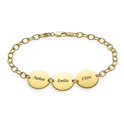 Special Gift for Mum - Disc Name Bracelet in 18ct Gold Plating