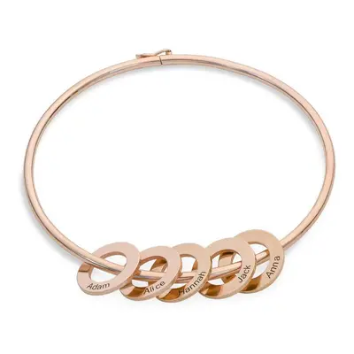 Bangle Bracelet with Round Pendants in 18ct Rose Gold Plating