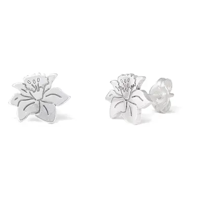 Blooming Birth Flower Stud Earrings in Sterling Silver