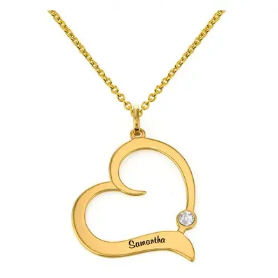 Personalised Heart Necklace with Birthstones in 18ct Gold Vermeil