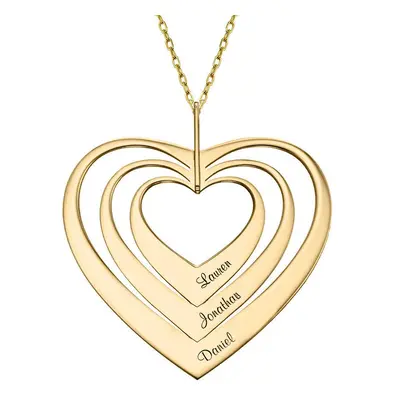 Family Hearts Necklace in 10ct Solid Gold