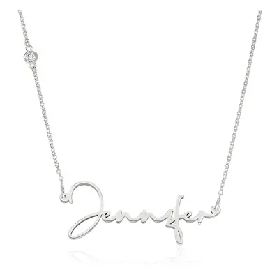 Paris Name Necklace with Diamond in Sterling Silver