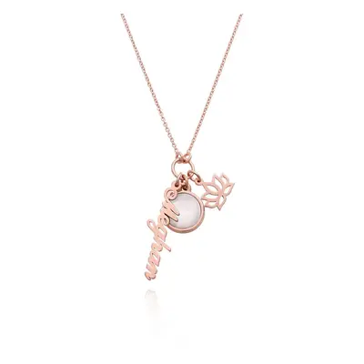 Symbolic Name Necklace with Semi-Precious Stone in 18ct Rose Gold Plating