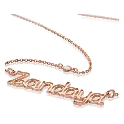 Riley Embossed Name Necklace with Diamond in 18ct Rose Gold Plating