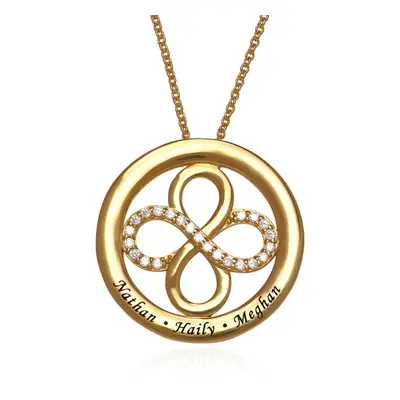 Double Infinity Circle Necklace with Zirconia in 18ct Gold Plating