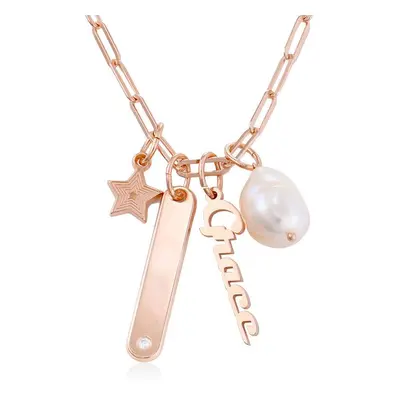 Siena Paperclip Chain Name Necklace in 18ct Rose Gold Plating