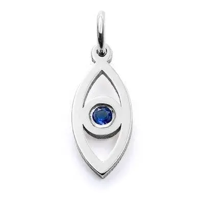 Linda Vertical Evil Eye Pendant in Sterling Silver