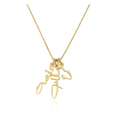 Vertical Cursive Arabic Name Necklace in 18ct Gold Vermeil