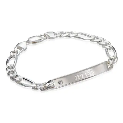 Amigo ID Bracelet for Men with Diamond in Sterling Silver