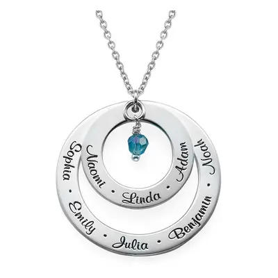 Grandma Necklace with Egravings and Birthstone in Sterling Silver