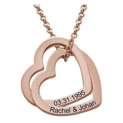 Claire Interlocking Hearts Necklace in 18ct Rose Gold Plating