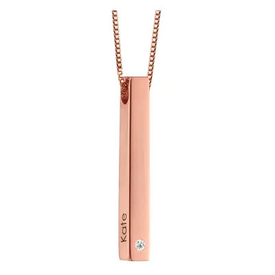 Totem 3D Bar Necklace with Diamond in 18ct Rose Gold Plating