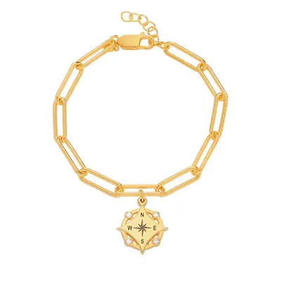 Kaia Initial Compass Bracelet with Diamonds in 18ct Gold Plating