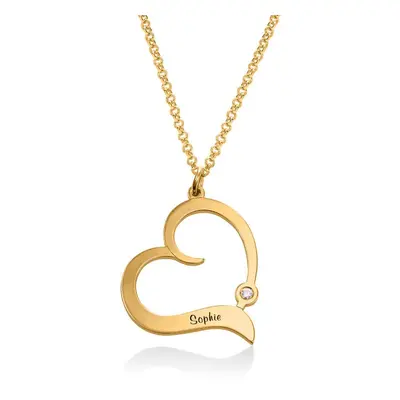 Personalised Heart Necklace with Diamonds in 18ct Gold Vermeil