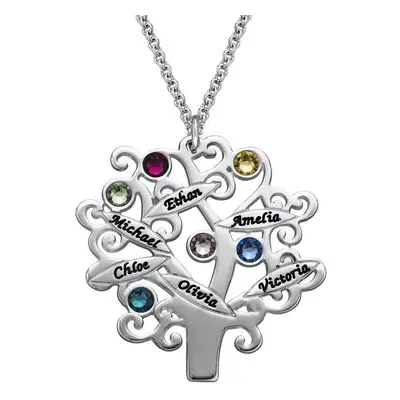 Family Tree Necklace with Birthstones