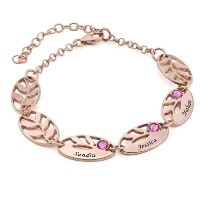 Mother Leaf Bracelet with Engravings in 18ct Rose Gold Plating