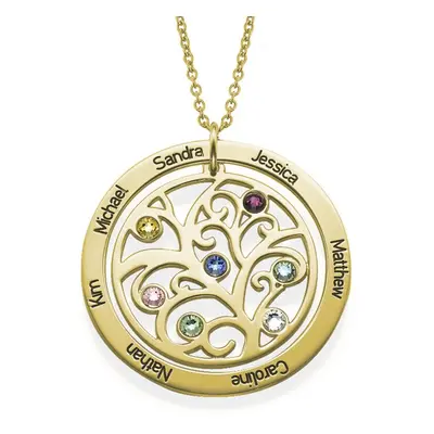 Family Tree Necklace with Birthstones in 18ct Gold Plating