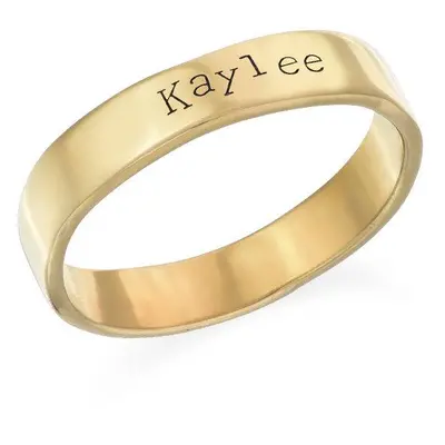 Engraved Name Ring in Hand Stamped Style in 18ct Gold Plating