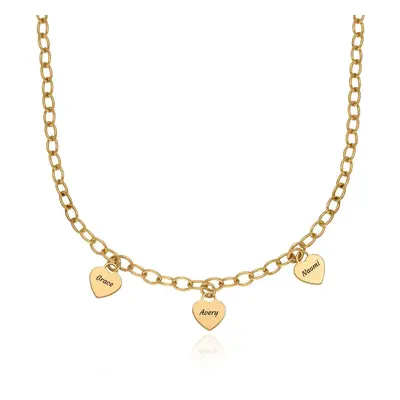 Heart Name Charms Necklace in 18ct Gold Vermeil