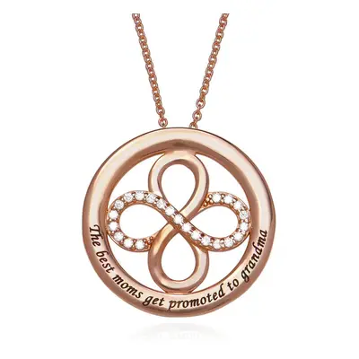 Double Infinity Circle Necklace with Zirconia in 18ct Rose Gold Plating