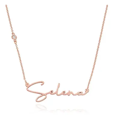 Paris Name Necklace with Diamond in 18ct Rose Gold Vermeil