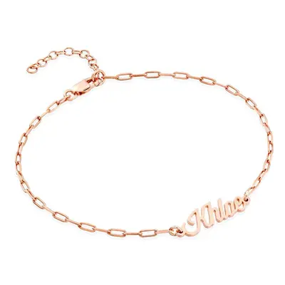 Custom Paperclip Name Bracelet / Anklet in 18ct Rose Gold Plating