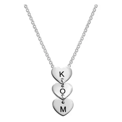 Vertical Initial Hearts Stackable Necklace in Sterling Silver