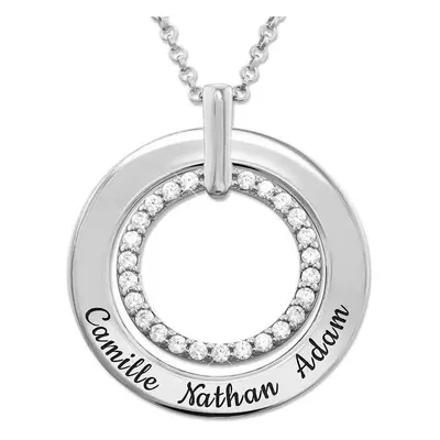 Engraved Circle Necklace in Sterling Silver