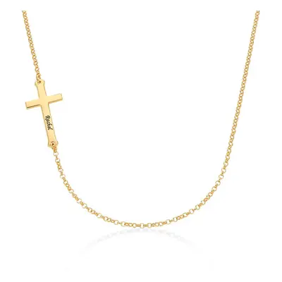 Side Cross Necklace in 18ct Gold Plating