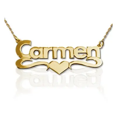 14ct Yellow Gold Print Heart Name Necklace