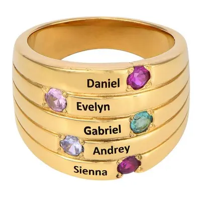 Five Stone Mothers Ring with – Large Size in 18ct Gold Vermeil