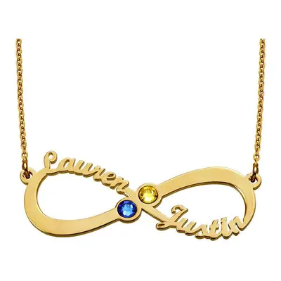 Infinity Name Necklace with Birthstones in 18ct Gold Plating