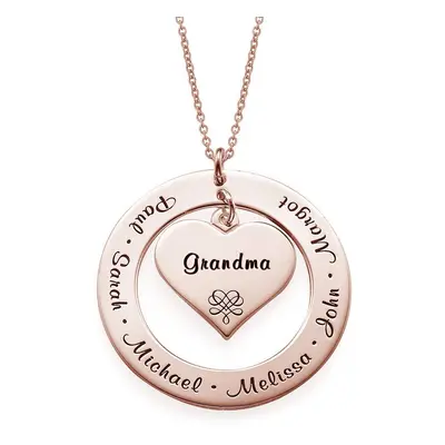 Grandmother / Mother Necklace with Engravings in 18ct Rose Gold Plating