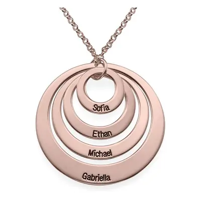 Four Open Circles Necklace with Engraving in 18ct Rose Gold Plating