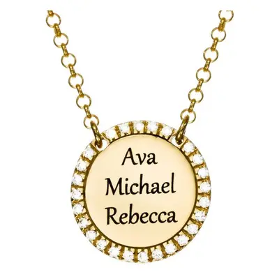 Personalised Round Cubic Zirconia Necklace in 18ct Gold Plating